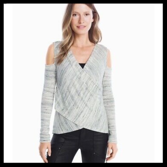 White House Black Market Tops - WHBM Cold Shoulder Faux Wrap Top